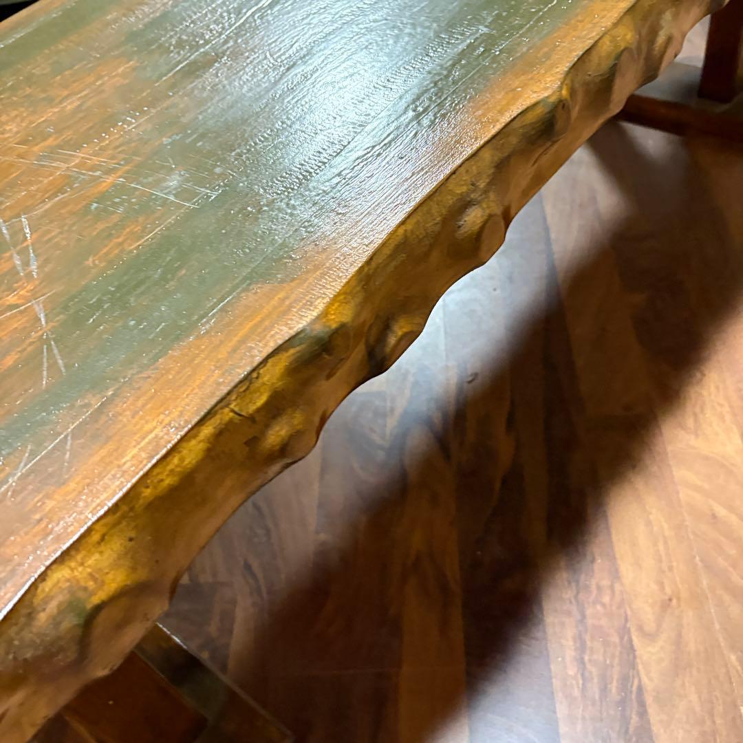 ベンチ　　ローテーブル自作　欅？　古材