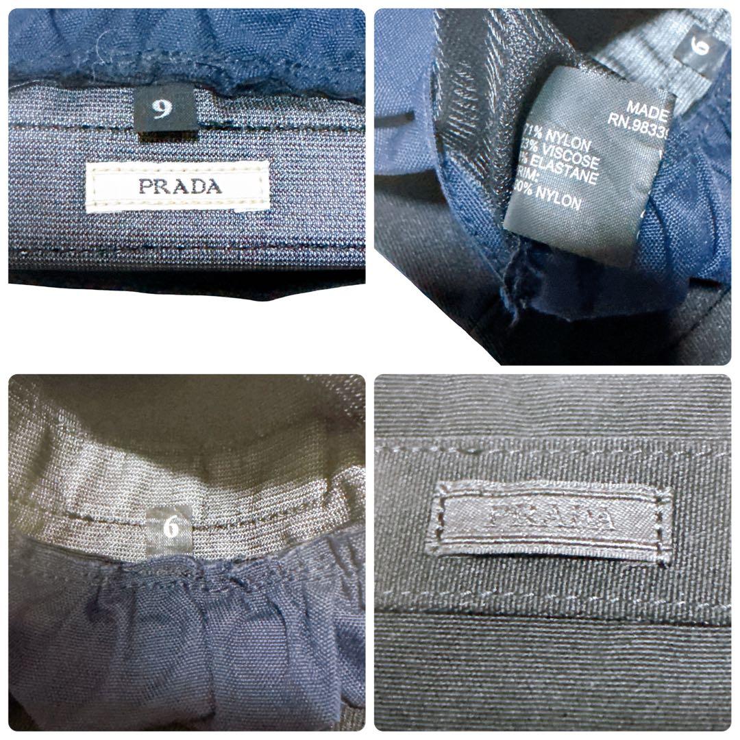 【未使用】プラダ ロゴ ロング 手袋 グローブ サイズ6 ブラック ネイビー