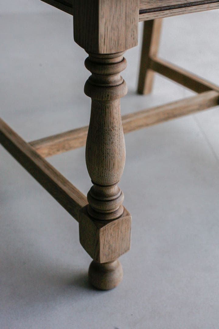 ナラ材　無垢材　白木　モケットチェア　ダイニングチェア　アンティーク　剥離