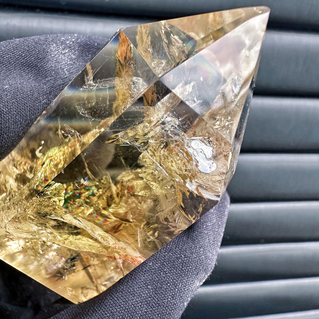 【金運·浄化】シトリン☆黄水晶 六角柱レインボー☆ファントム 超パワーA1506