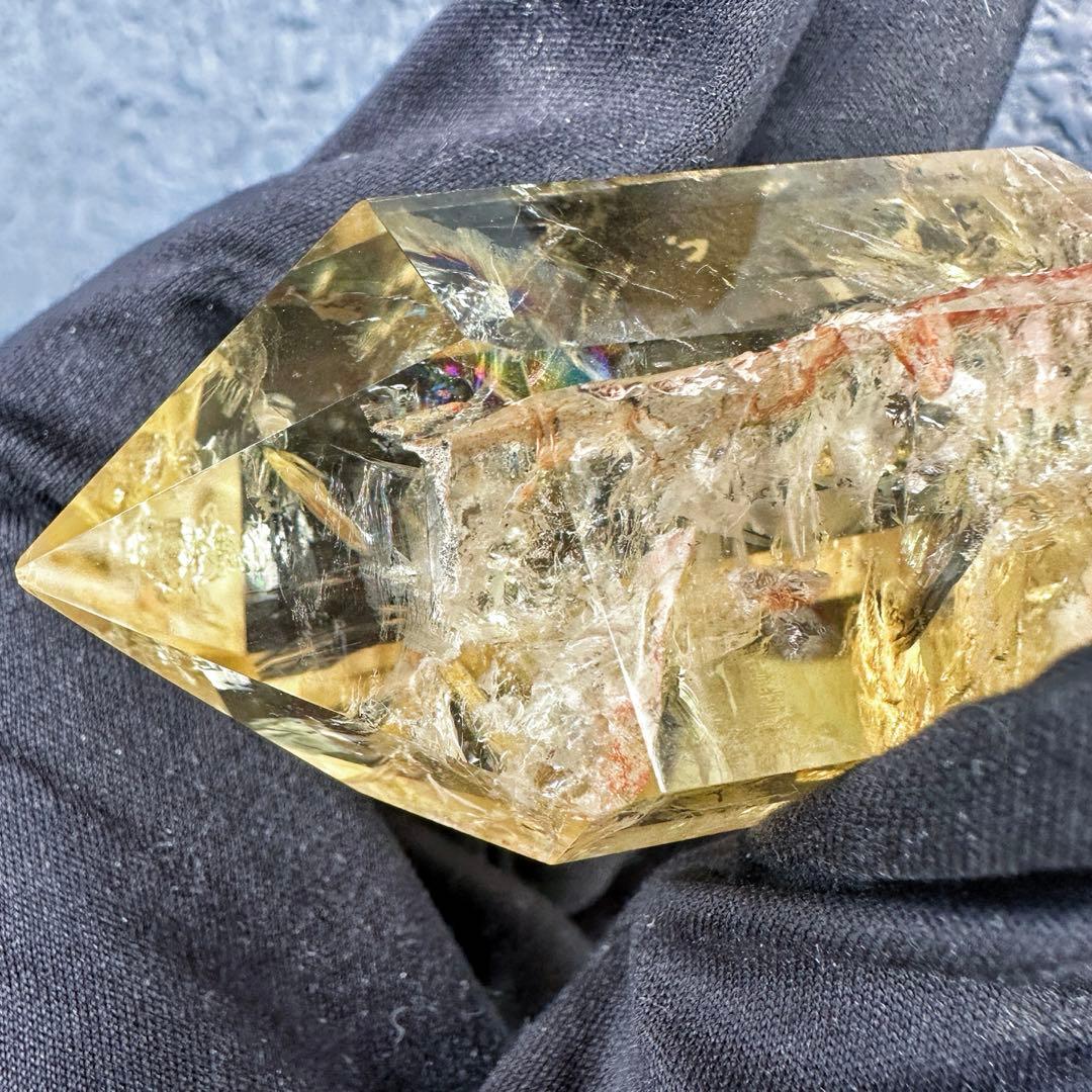 【金運·浄化】シトリン☆黄水晶 六角柱レインボー☆ファントム 超パワーA1506