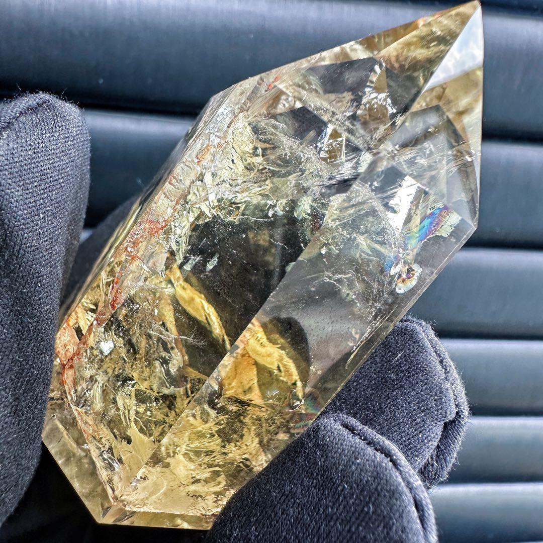 【金運·浄化】シトリン☆黄水晶 六角柱レインボー☆ファントム 超パワーA1506