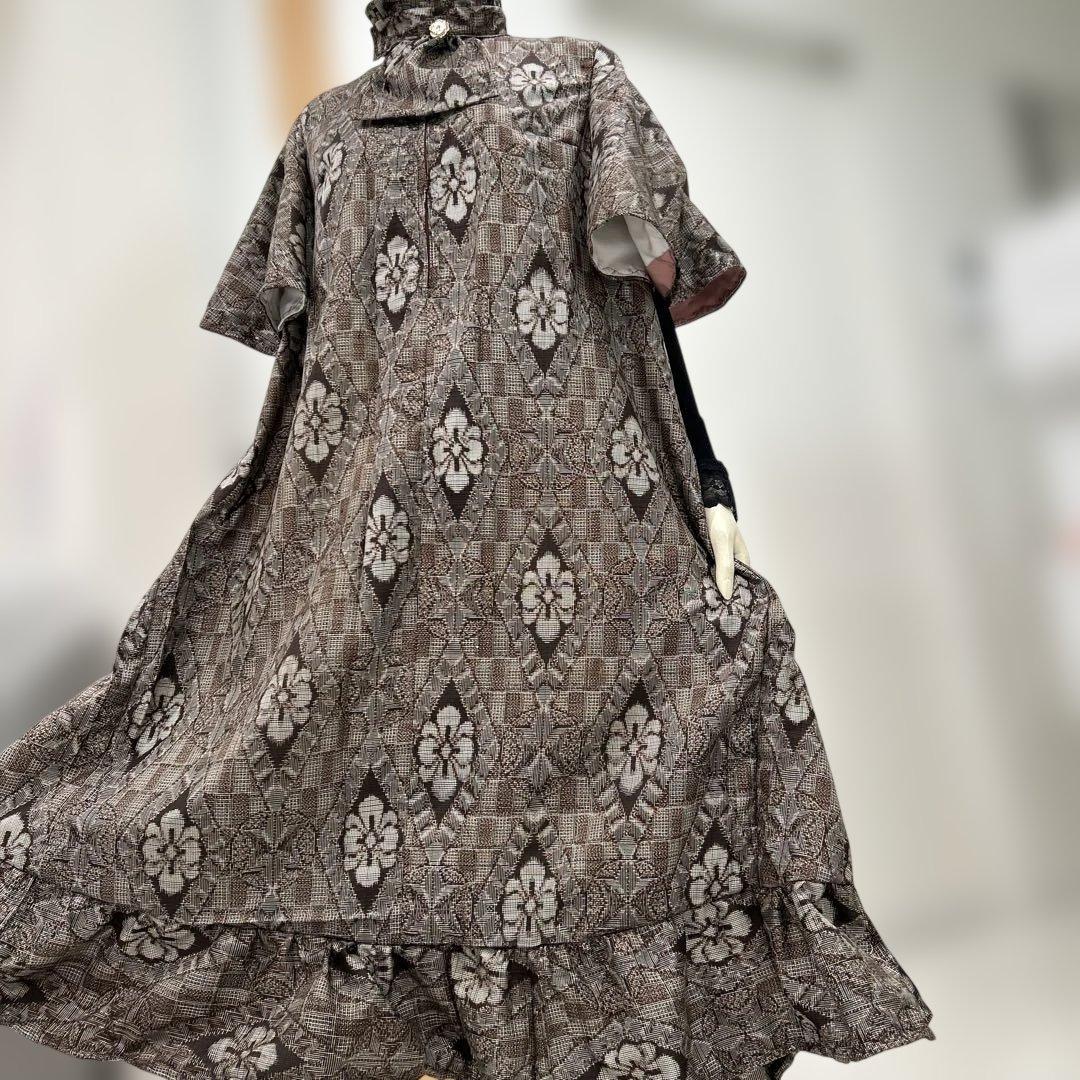 大島紬　着物リメイクワンピース