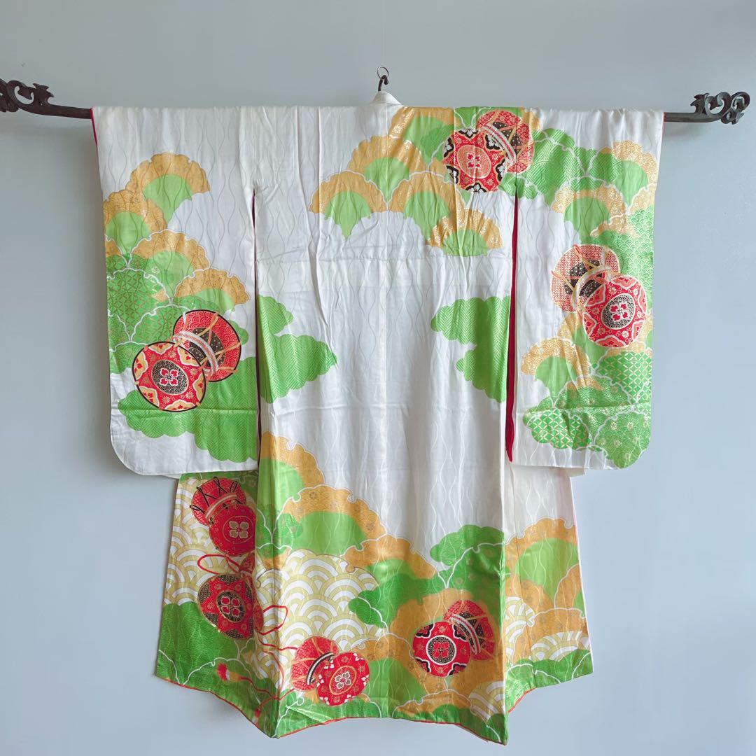 セット　七五三　7歳女の子　きもの　白地鼓　ひよく仕立　小物　51677