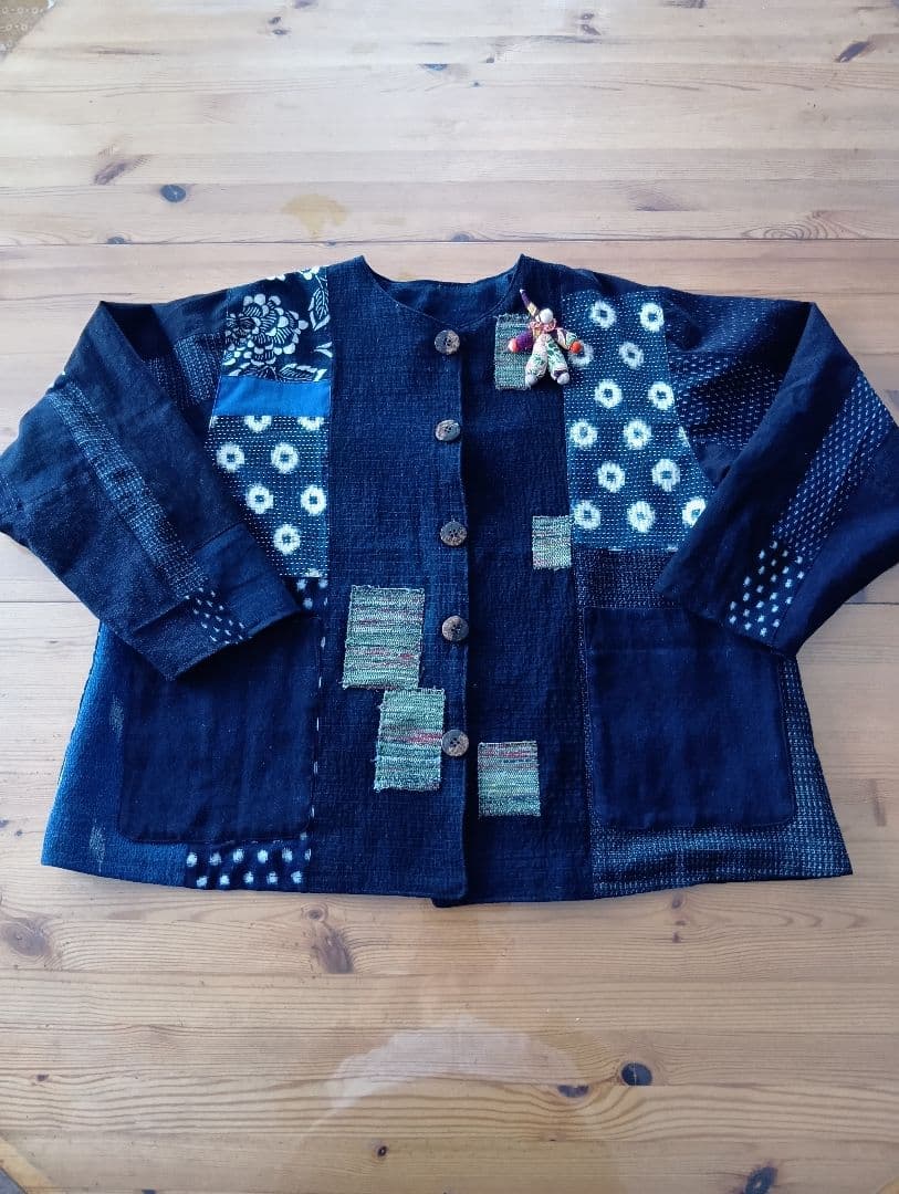 藍染古布の刺し子ジャケット
