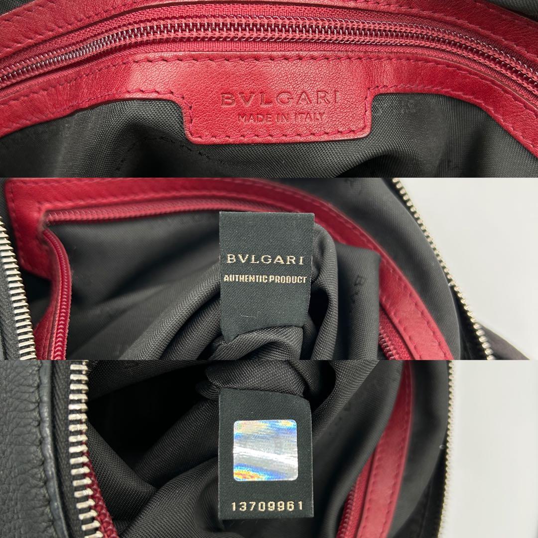 【美品】ブルガリ アーバン ショルダーバッグ レザー 黒 バイカラー 斜め掛け