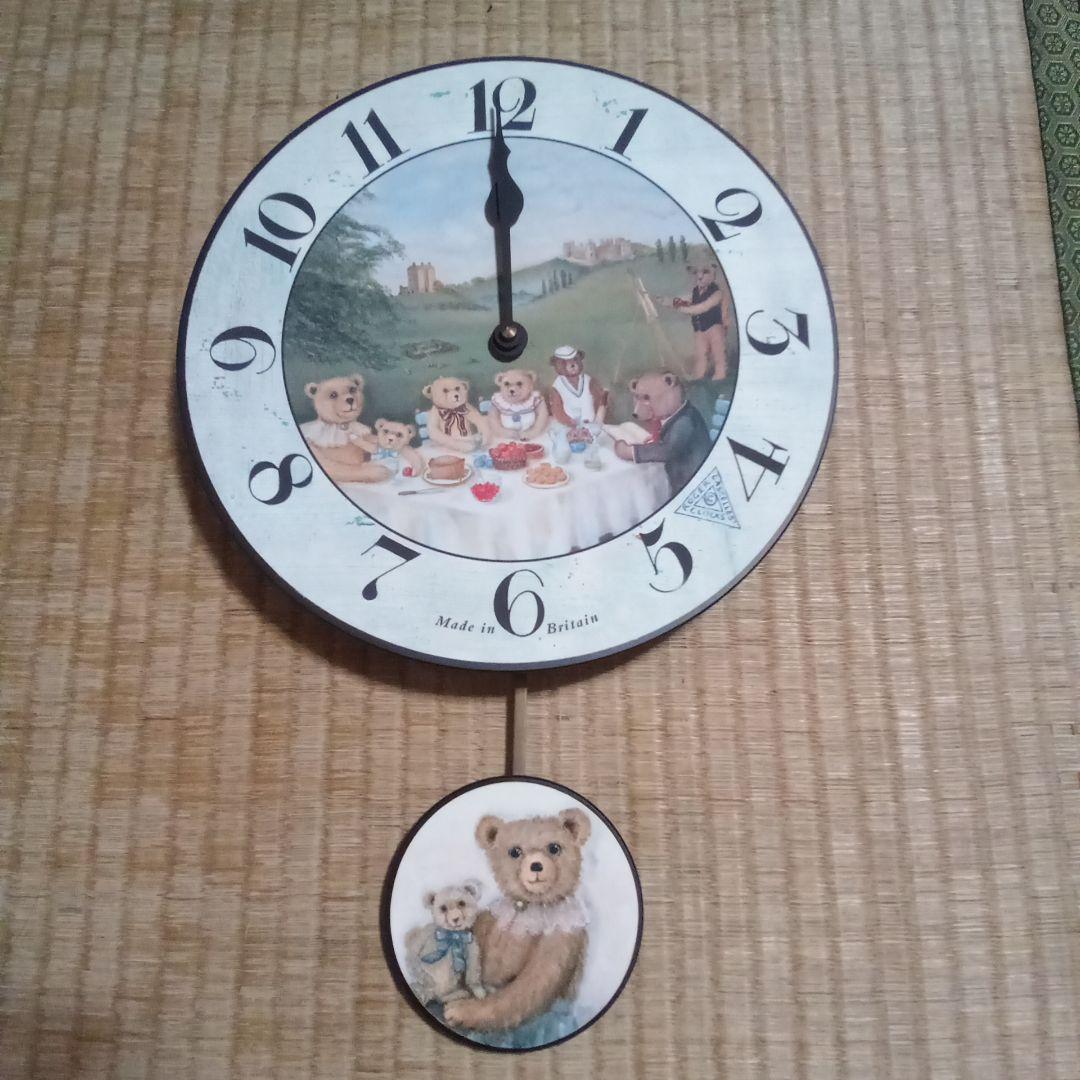 壁掛け時計　テディベア　イギリス製　アンティーク調