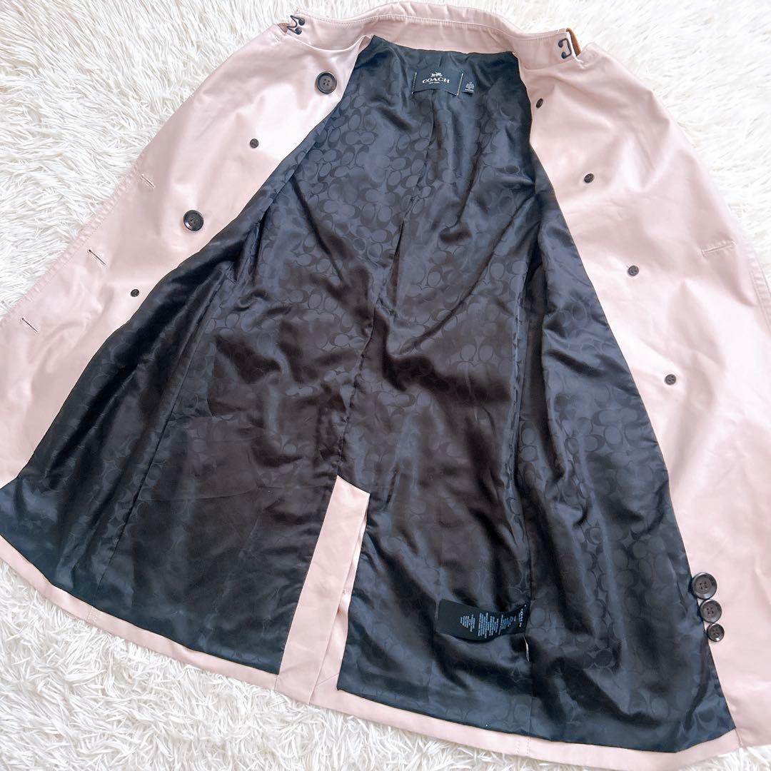 COACH トレンチコート　ロング　シグネチャ　ベルト　ピンク　F34025 S