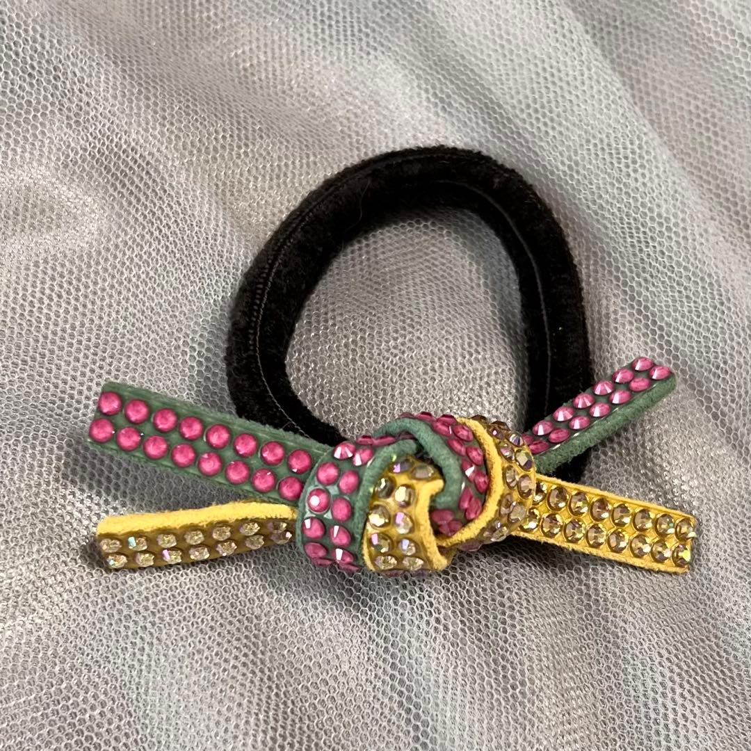 【中古品】acca ヘアゴム カスタムカラーポニー　ライムイエロー×ピンク