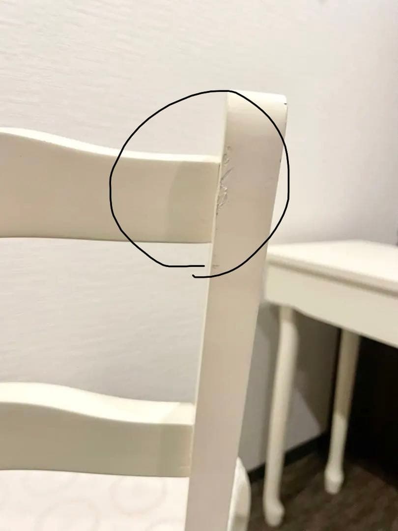 【デスク＆チェアセット】※大阪府箕面市　猫脚 姫系 ネイル サロン　ホワイト 白