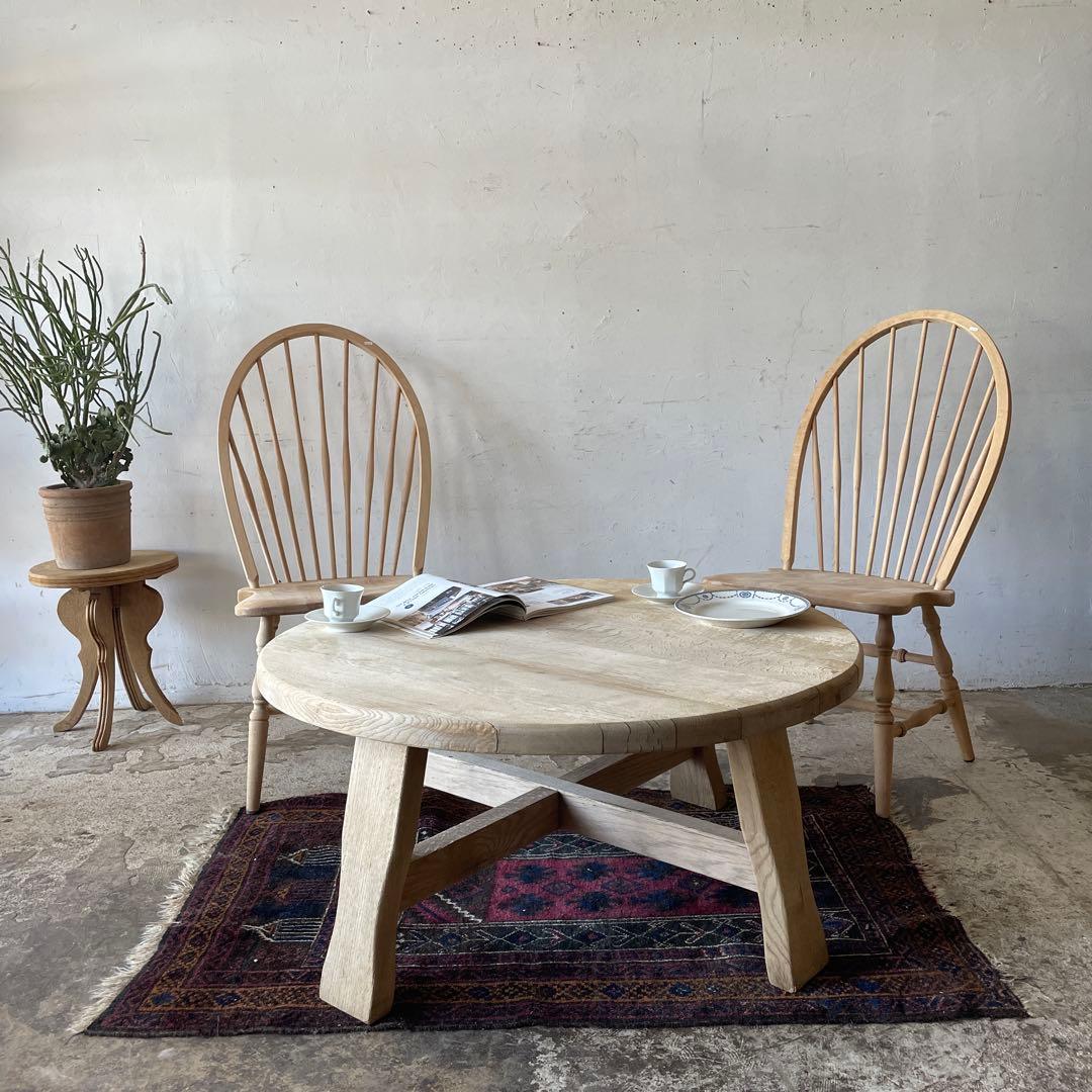 ビンテージ　ラウンドコーヒーテーブル　ラウンドセンターテーブル　剥離