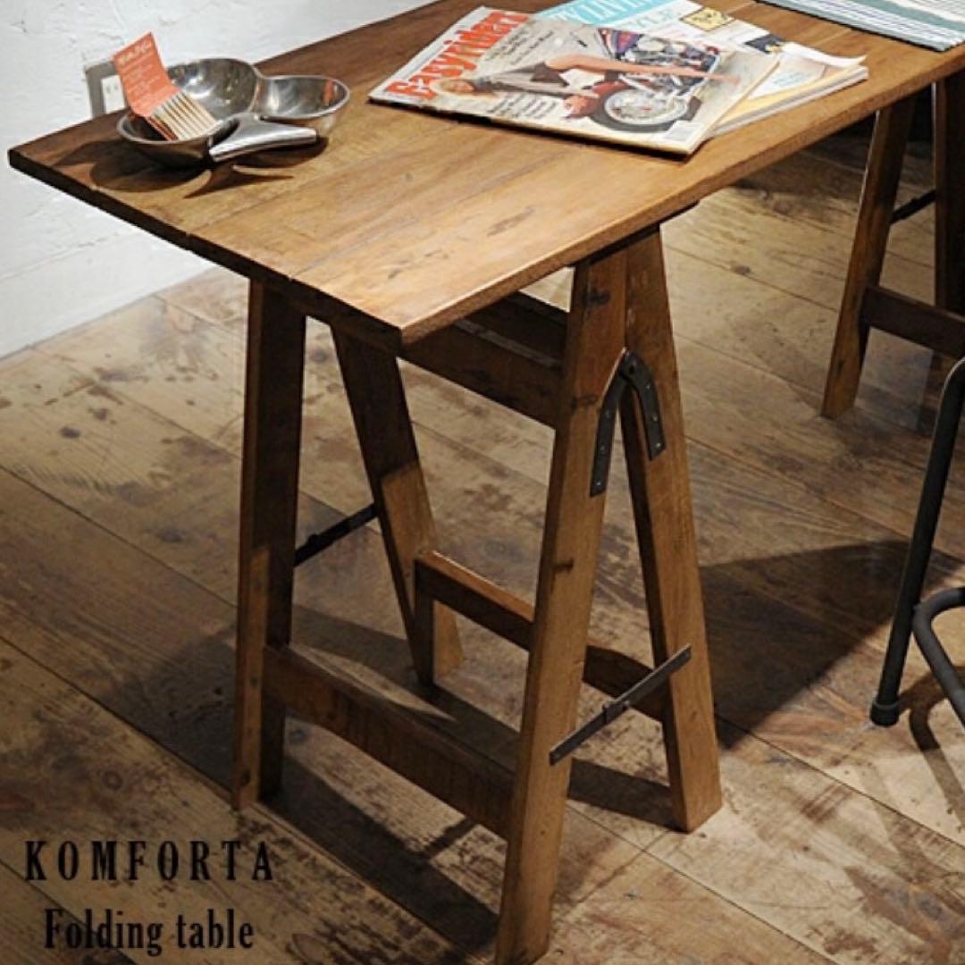 折りたたみ木製カウンターテーブル フォールディングテーブル　アンティーク
