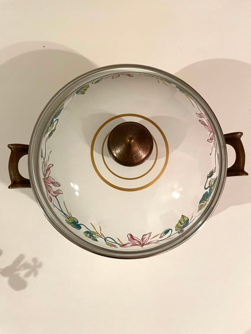 ヴィンテージ鍋 フィスラー アスタ 両手鍋 ホーロー 花柄