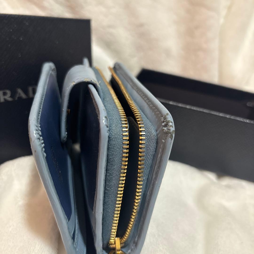 【箱・証明書付き】PRADA プラダ ライトブルー 二つ折り財布
