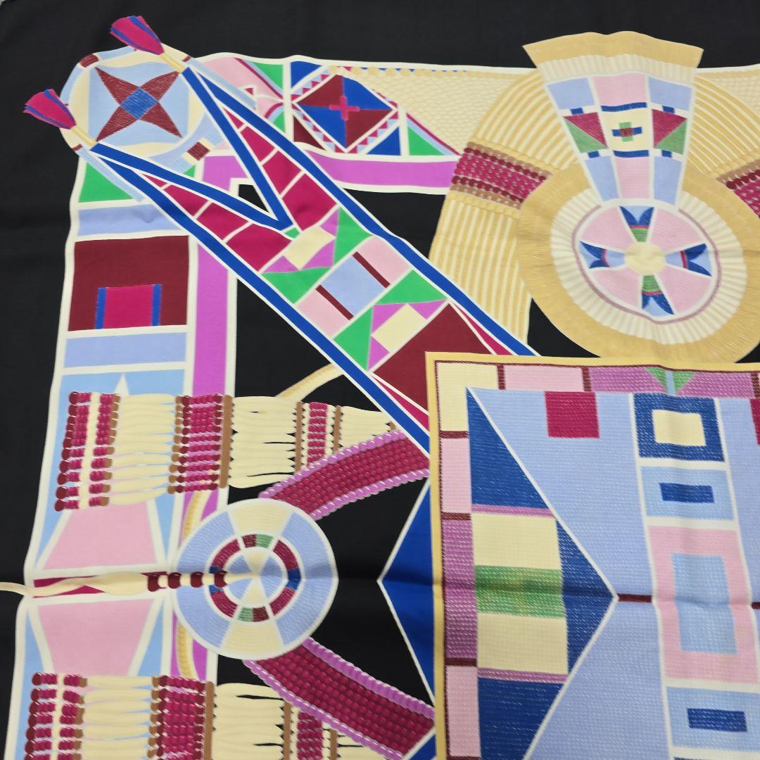 MT275 エルメス HERMES カレ90 草原のインディアンアート スカーフ