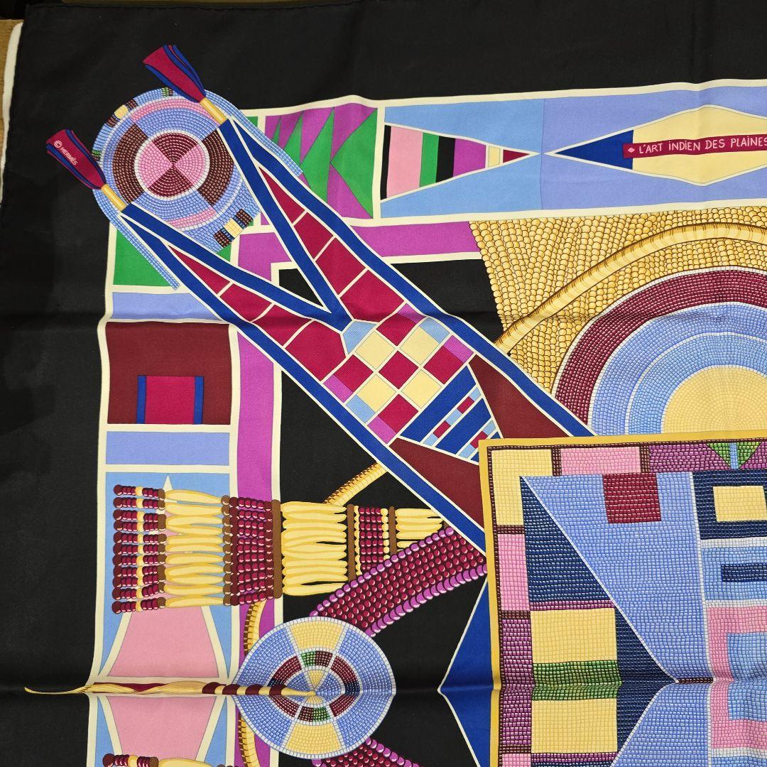 MT275 エルメス HERMES カレ90 草原のインディアンアート スカーフ