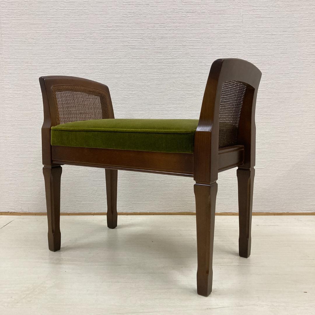 【マルニ】地中海　エントランスチェア　ベンチ　椅子　スツール　モケットグリーン