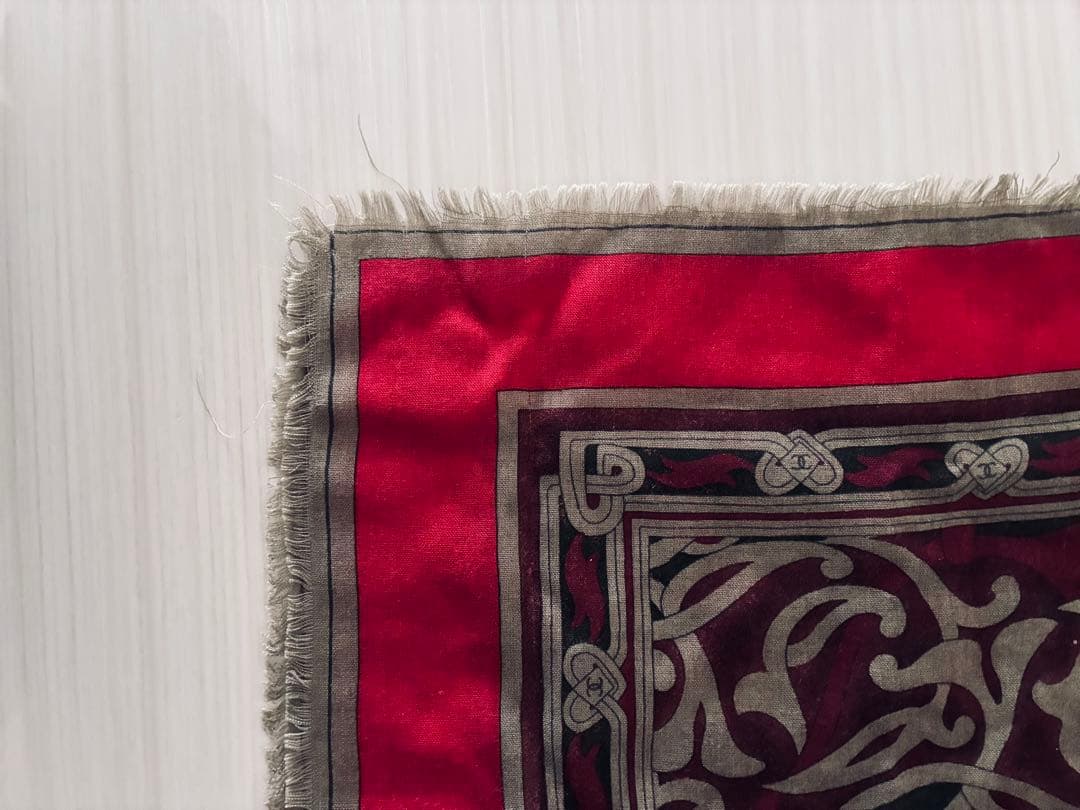 【美品】シャネル シルク カシミヤ 大判スカーフ ストール ブラウン