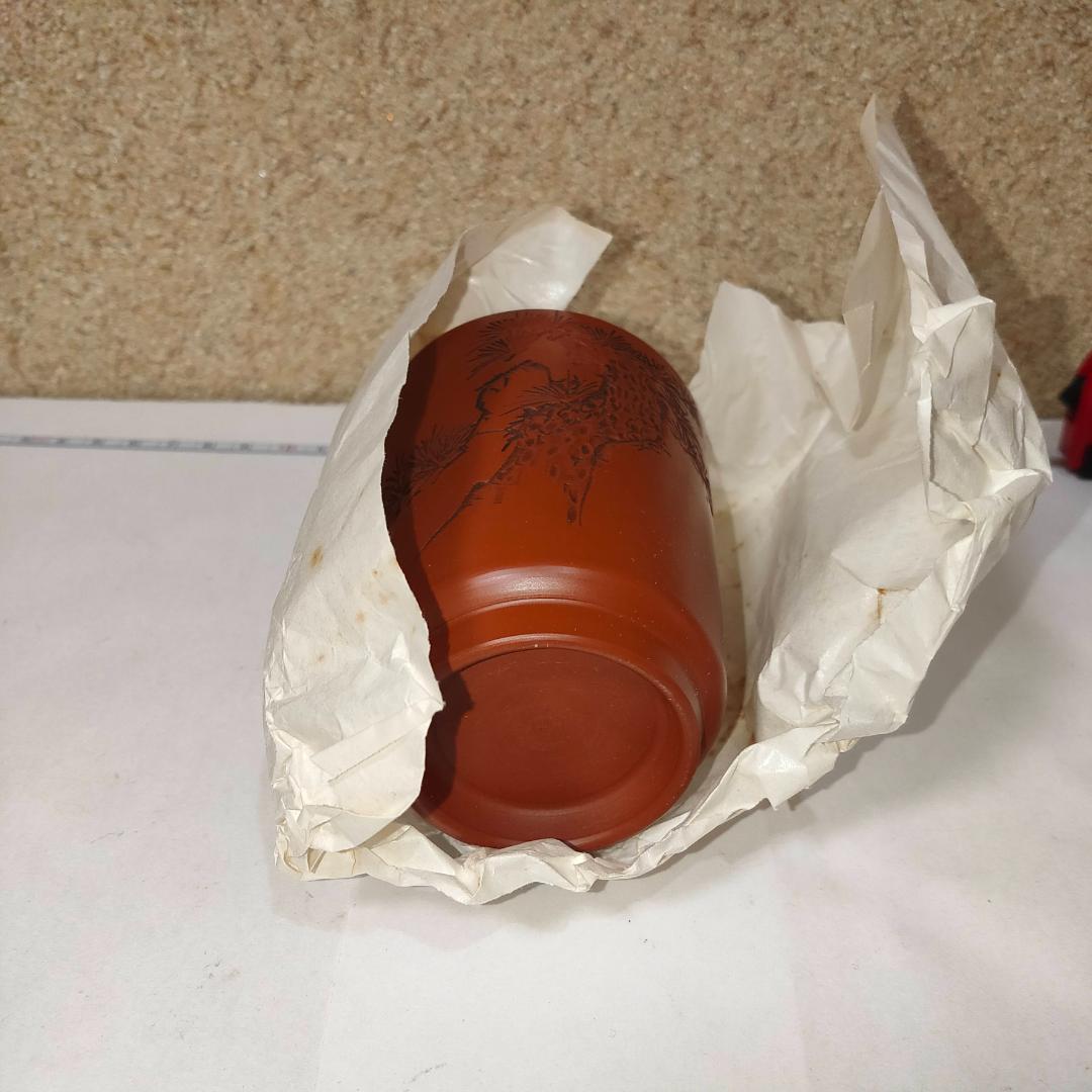 常滑焼 朱泥 湯呑　琴松　湯呑み茶碗　陶器