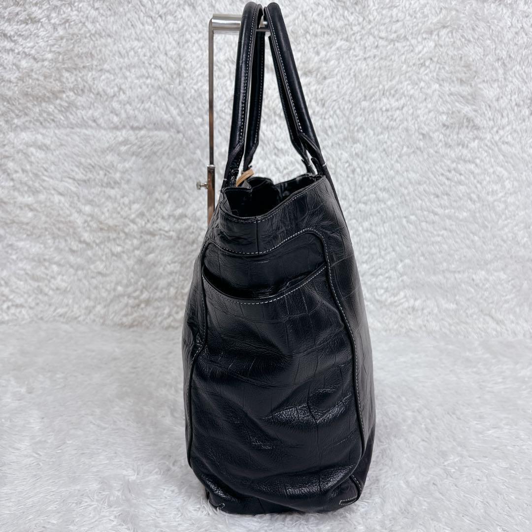 【希少】aniary アニアリ クロコ 型押し レザー トートバッグ ブラック