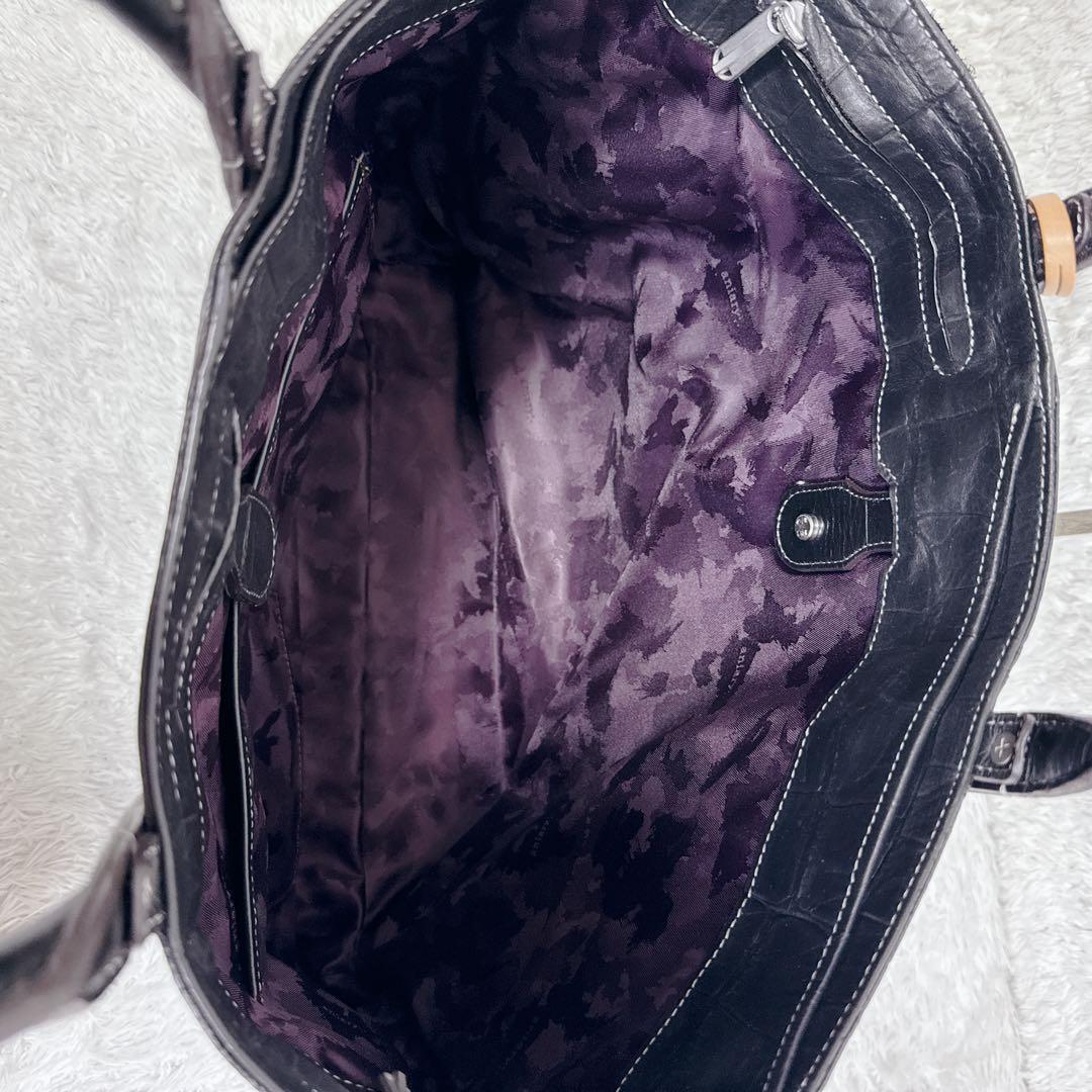 【希少】aniary アニアリ クロコ 型押し レザー トートバッグ ブラック