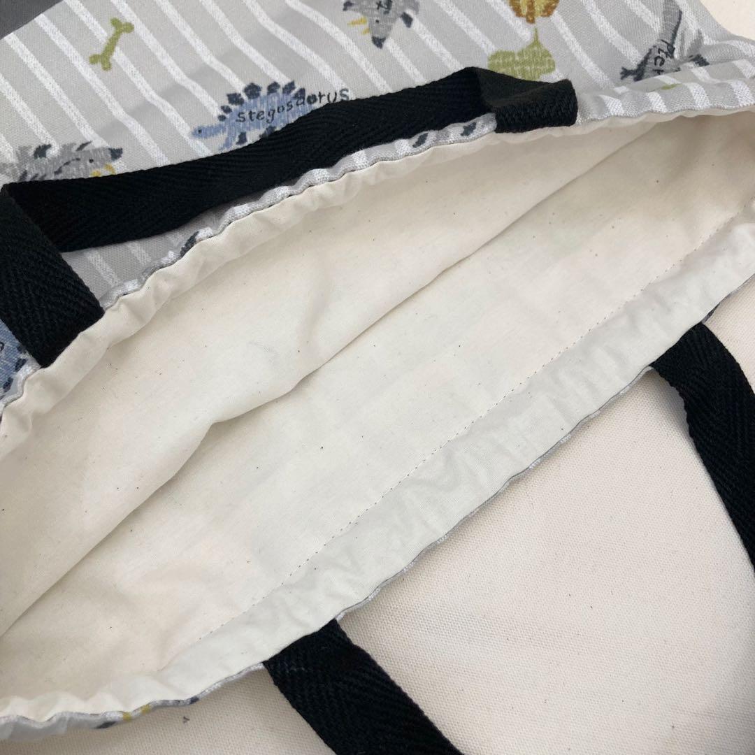 【ayu】通園通学グッズ　5点セット(恐竜×グレー) ストライプ