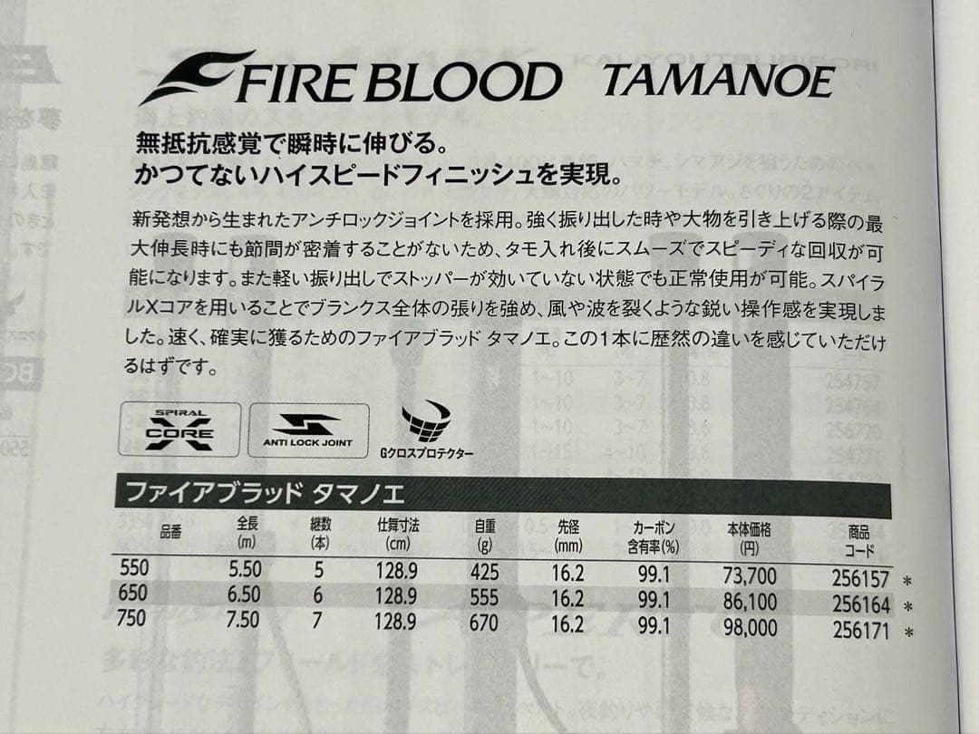 FIRE BLOOD TAMANOE 650 磯竿