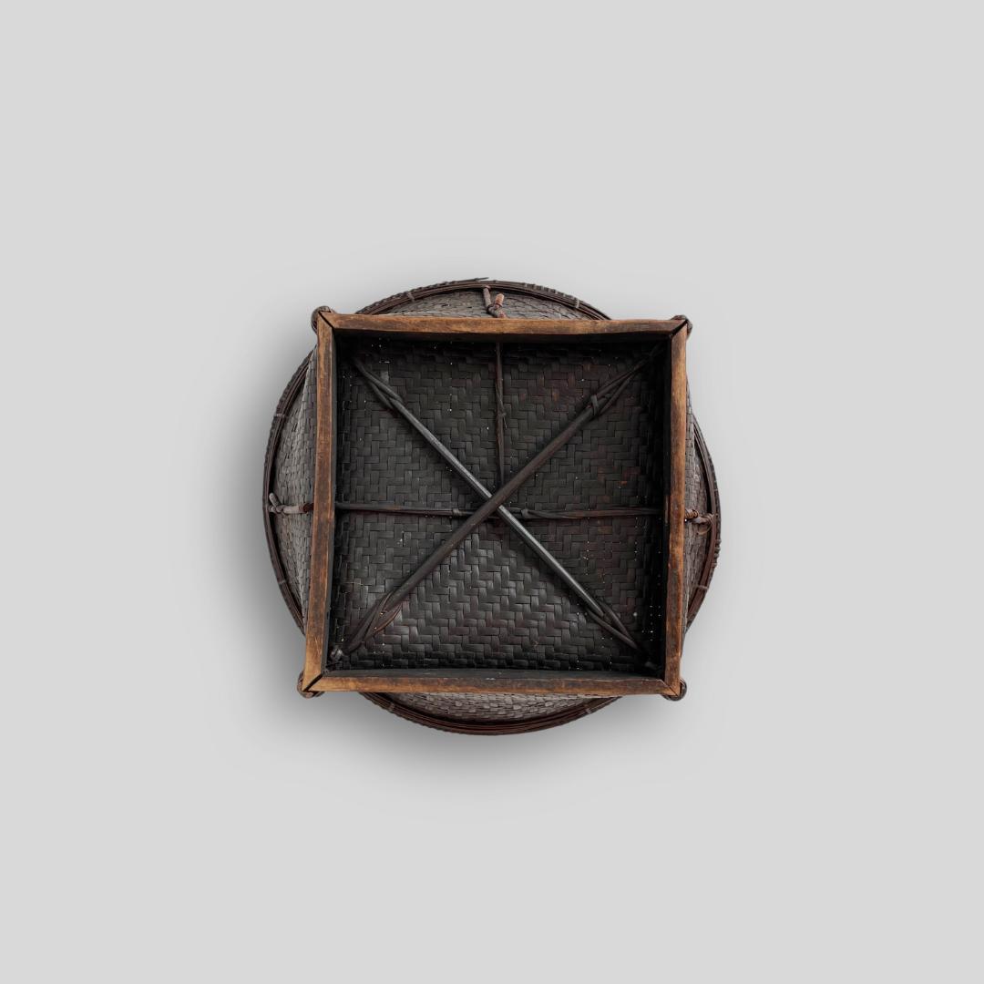 希少 ヴィンテージ【山岳民族】民藝籠 竹かご 古道具 工芸 収納 オブジェ