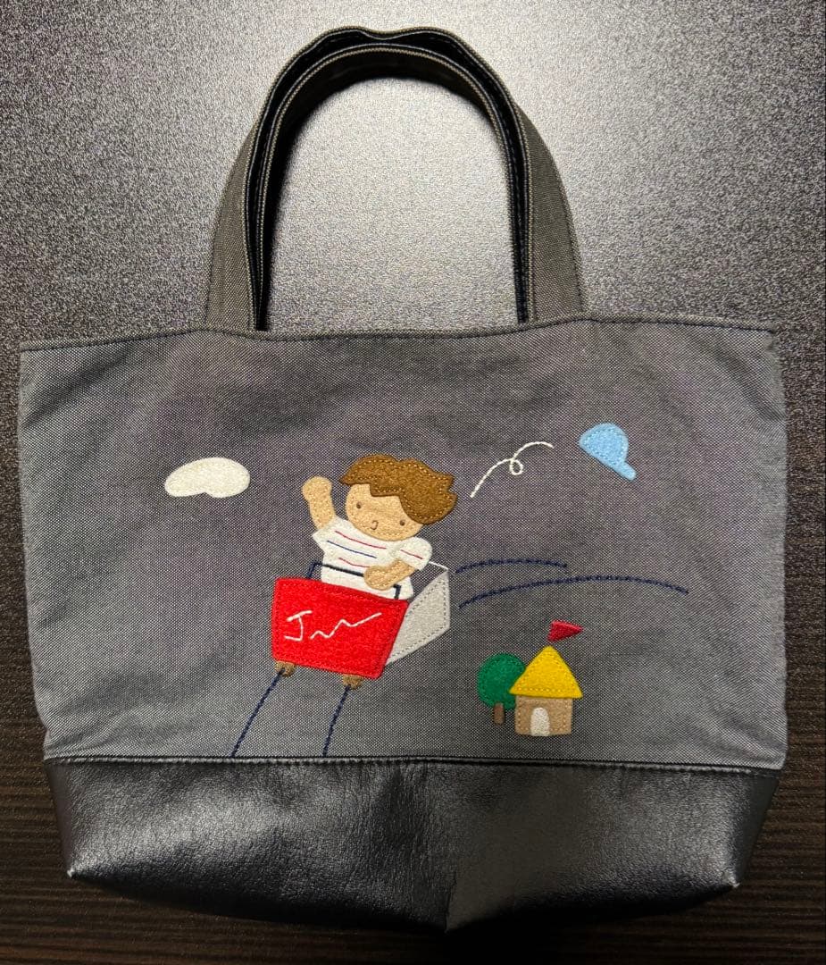 ファミリア デニムバッグ 70周年 限定 ミニ トート バッグ 黒 ブラック