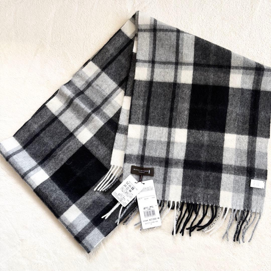 【新品タグ付き】マッキントッシュロンドン マフラー カシミヤ100% チェック