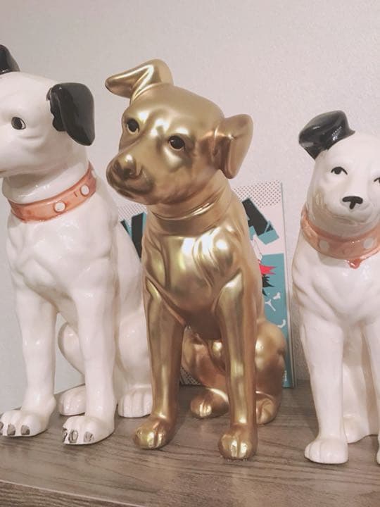 【希少】ビクター ニッパー 犬 陶器 金色