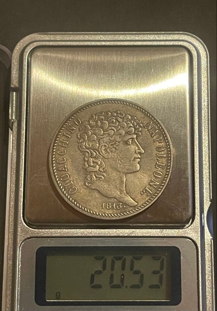 1813年 ナポリ王国 5リラ銀貨 ミュラ肖像 ナポレオン義弟 本物