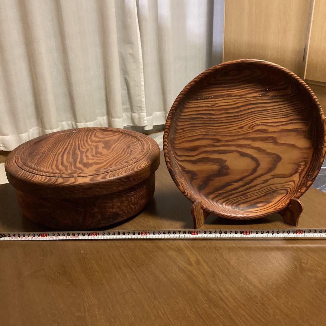 肥松　の茶器入れ　飾りおぼん