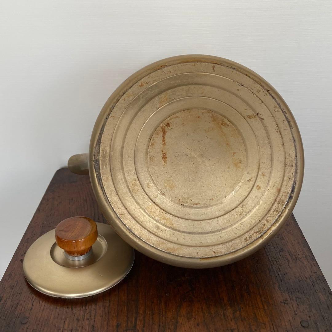 やかん 鋳物 アルミ アルマイト加工 木製取っ手 昭和レトロ