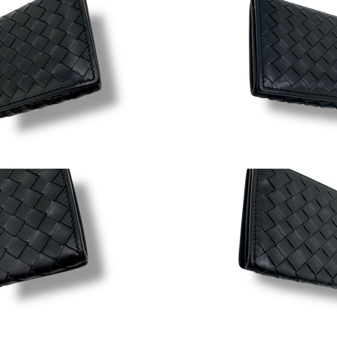 美品✨ボッテガヴェネタ 長財布 イントレチャート 二つ折り財布 レザー ブラック