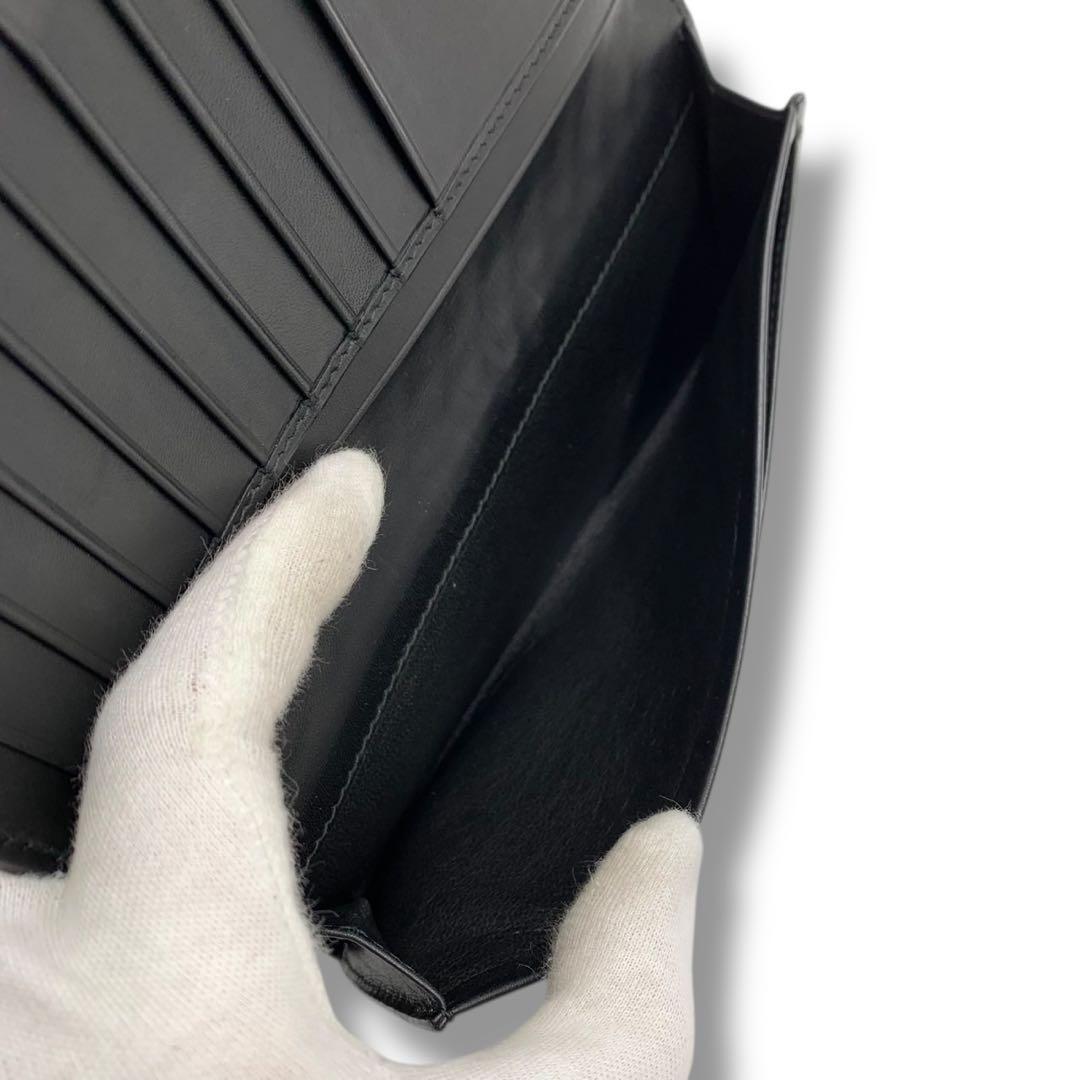 美品✨ボッテガヴェネタ 長財布 イントレチャート 二つ折り財布 レザー ブラック