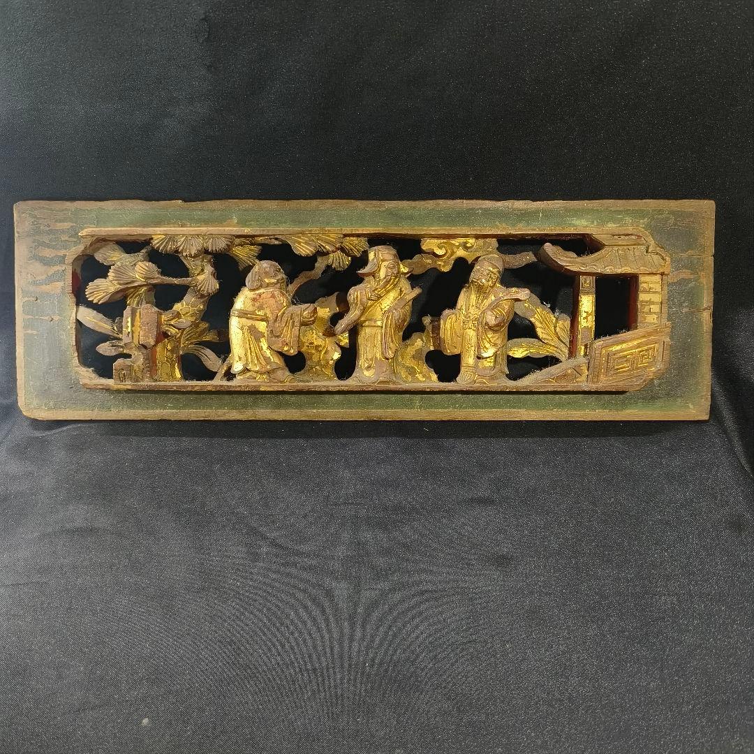 中国清朝骨董 欄間 木彫人物文 古美術 時代物旧家蔵出 蒐集家放出 アンティーク