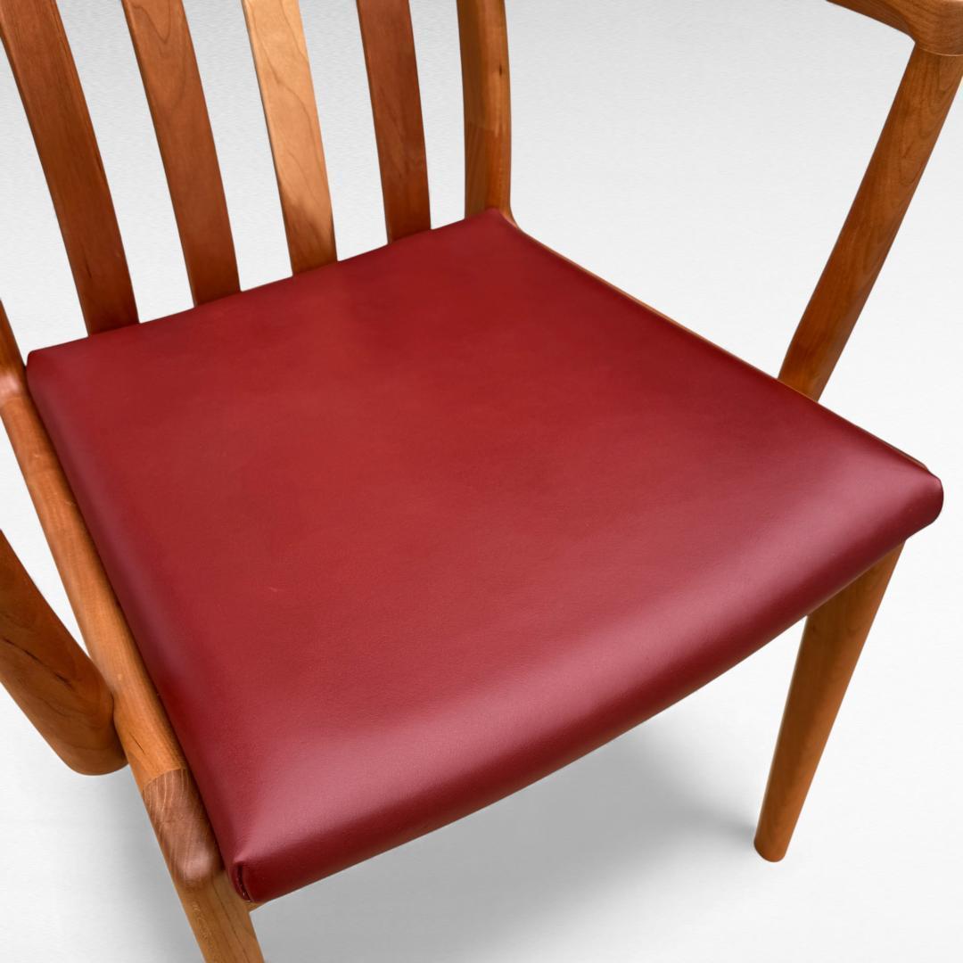 ②美品 ナガノインテリア 高級本革チェア DC322 ブラックチェリー