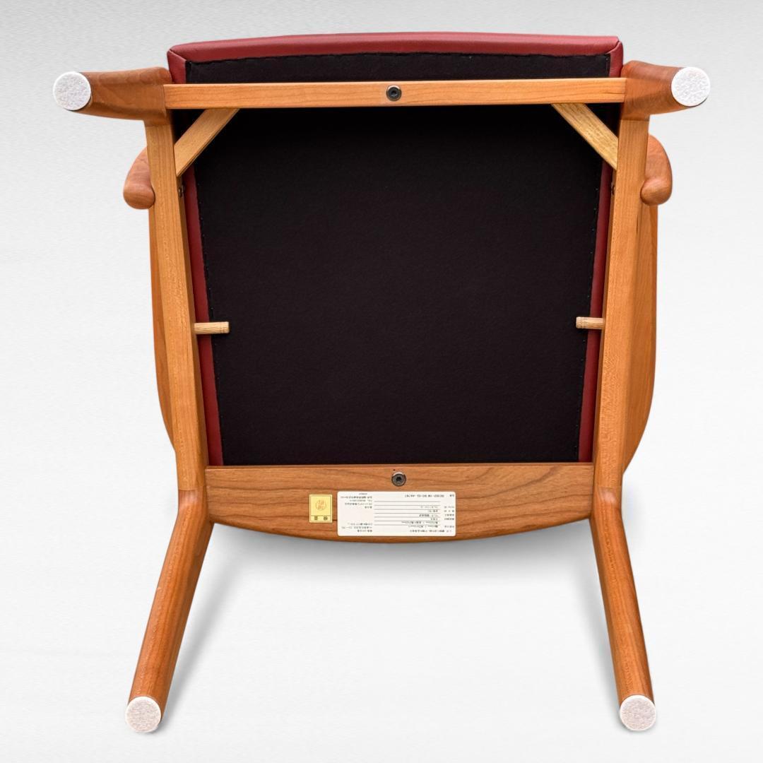 ②美品 ナガノインテリア 高級本革チェア DC322 ブラックチェリー