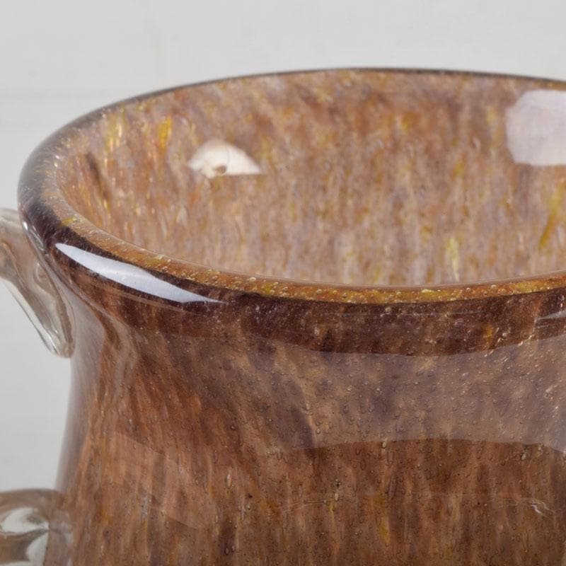 chika613 　岩田藤七作　黄地　耳付花瓶　花生　共箱　N　9177A