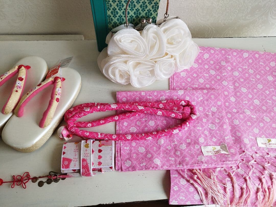 専用です☆ブランド☆セイコマツダ☆白ブルーピンクの着物☆フルセット☆