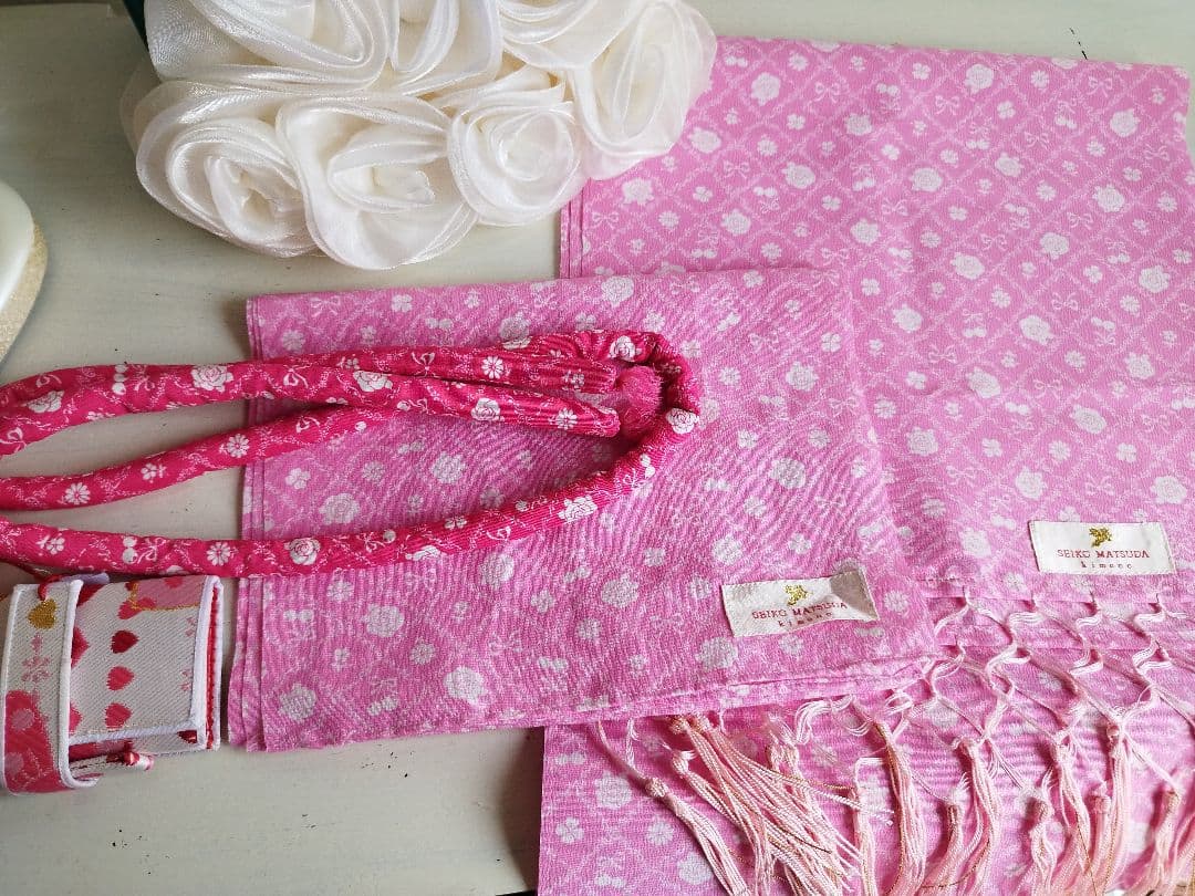 専用です☆ブランド☆セイコマツダ☆白ブルーピンクの着物☆フルセット☆
