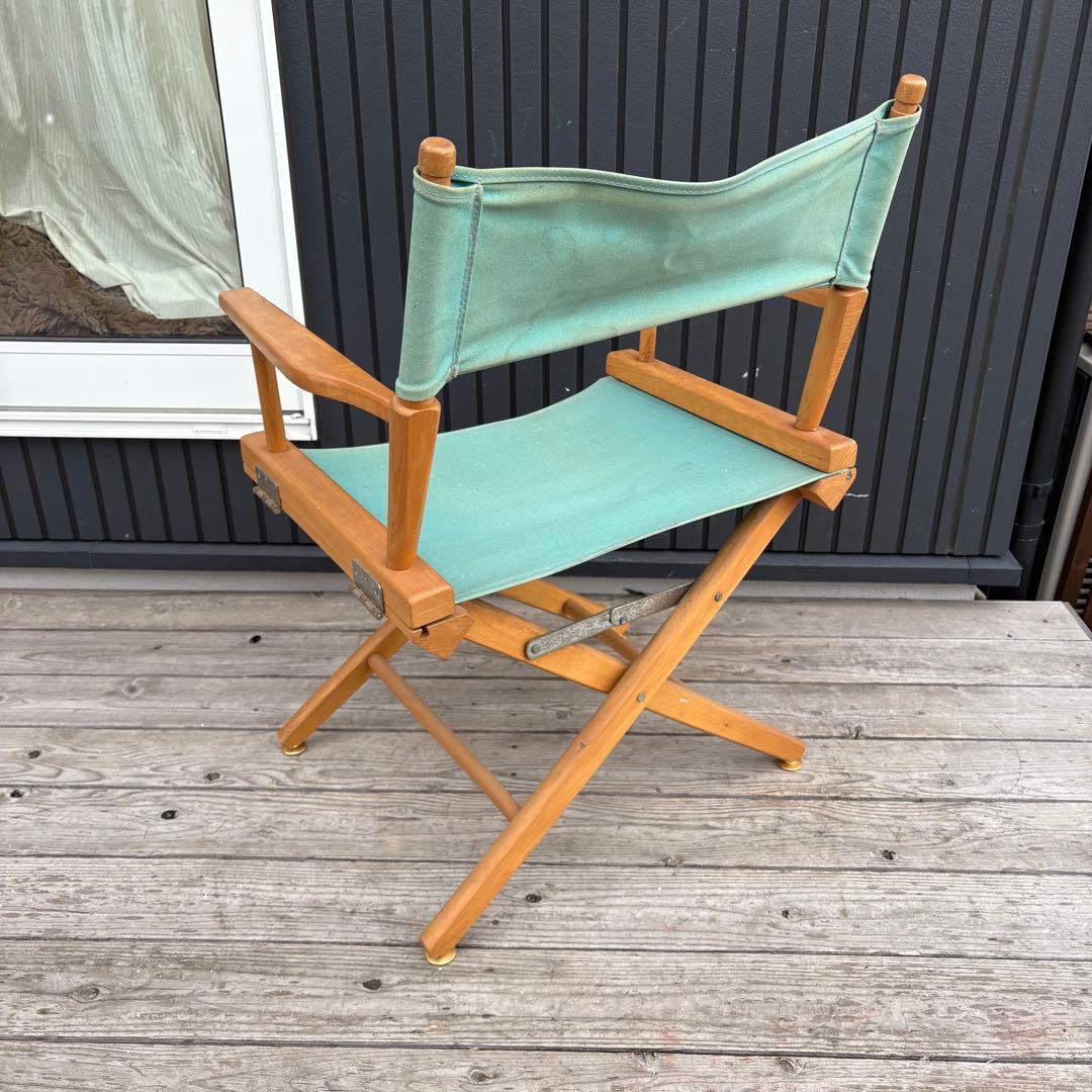 北欧レトロ 折りたたみ ディレクターズチェア 木製 キャンバス地 グリーン