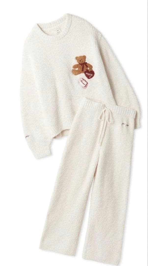 ジェラートピケ さがらベア柄プルオーバー+ロングパンツセット