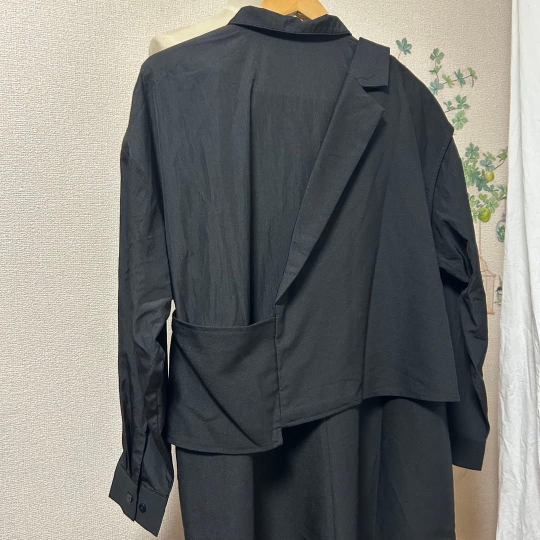 KYO アンティカ　レイヤードデザイン　オールインワン　重ね着風　ブラック