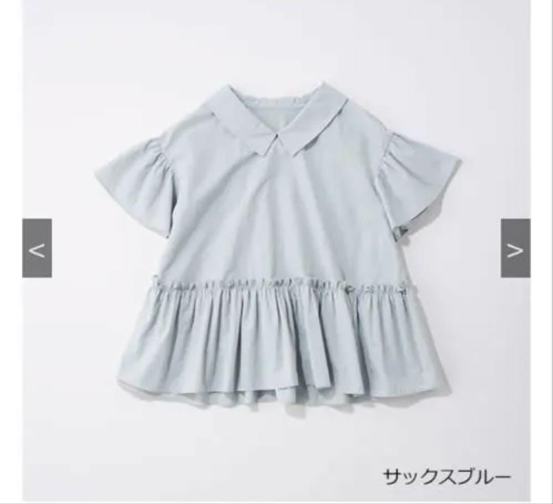 THREE SQUARE 2WAYタフタブラウス サックスブルー