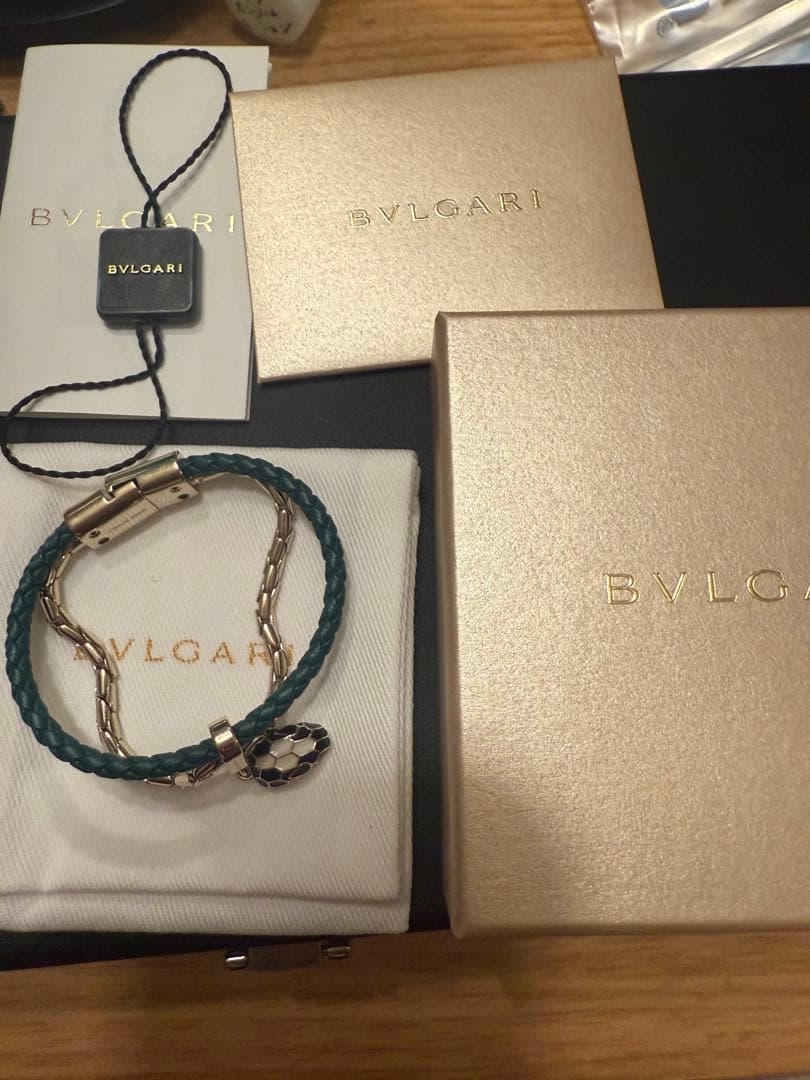 BVLGARI ブレスレット グリーン 編み込みデザイン