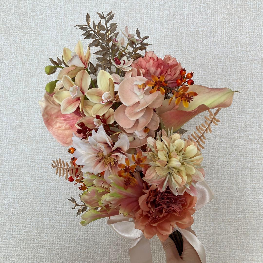 造花 ウェディングブーケ&ブートニアセット