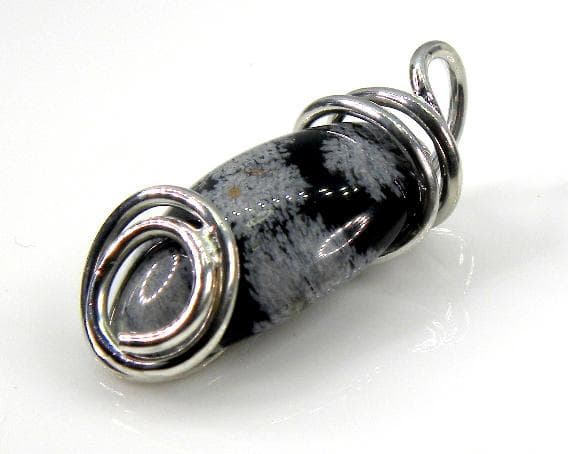 ■花黒曜・雪片黒曜石■SV.925■スパイラル■ペンダント