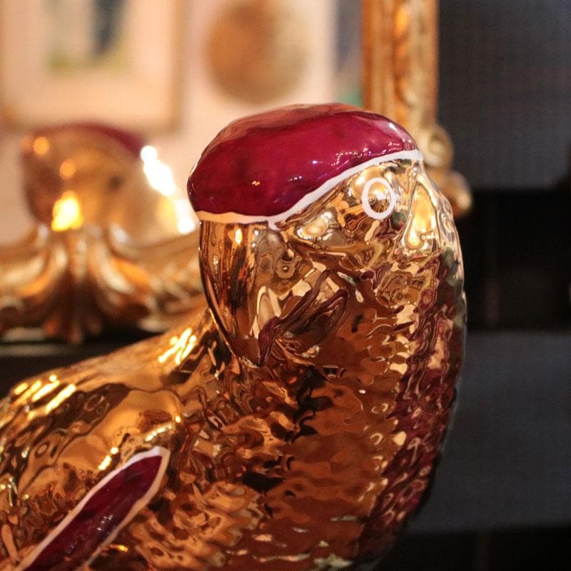 イタリア製オウムのオブジェ 鸚鵡 ゴールド 鳥 インテリア 222-926